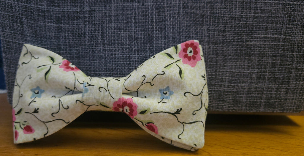 Noeud papillon Liberty vert et rose