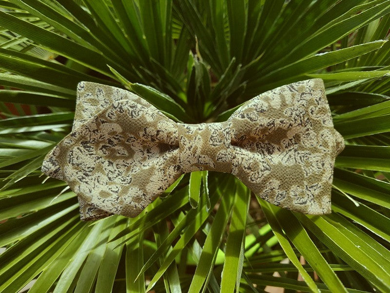 Noeud papillon soie sauvage vert kaki et beige - Effet Noeud Pap