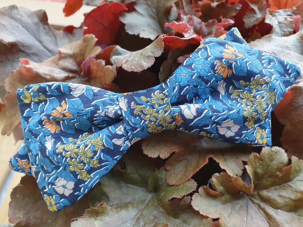 Noeud papillon Liberty bleu roi et orange