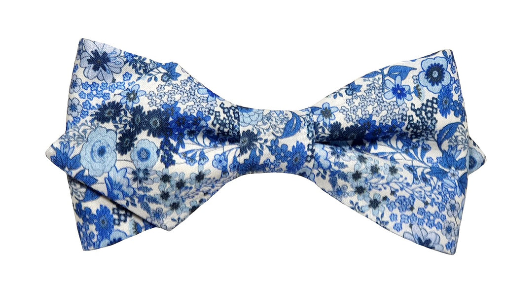 Noeud papillon Liberty bleu ciel, forme à pointes