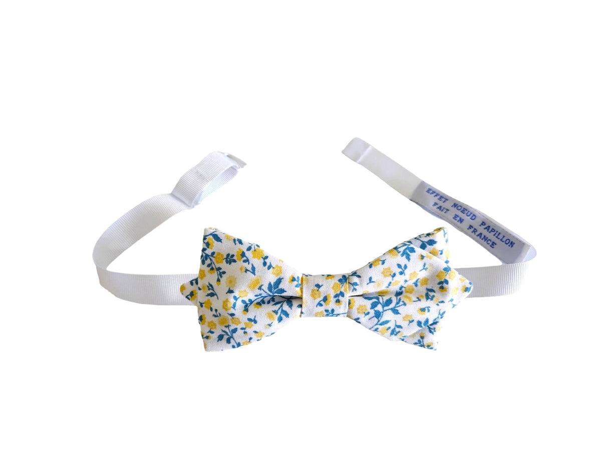 Noeud papillon fleuri jaune et bleu - Effet Noeud Pap