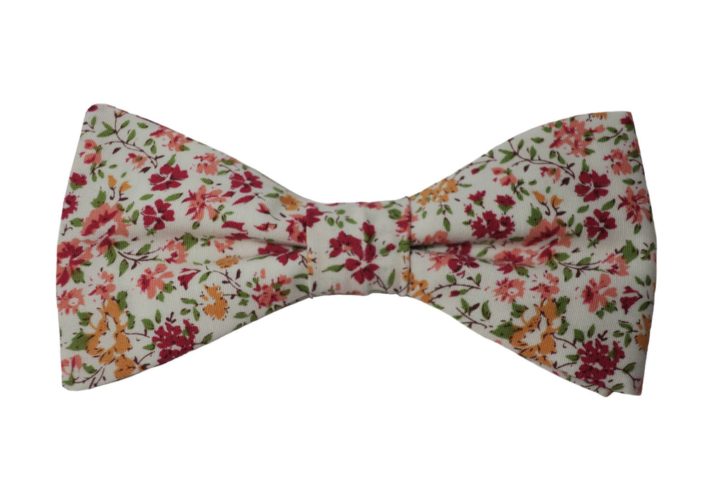 Noeud papillon fleuri rose et jaune orangé - Effet Noeud Pap