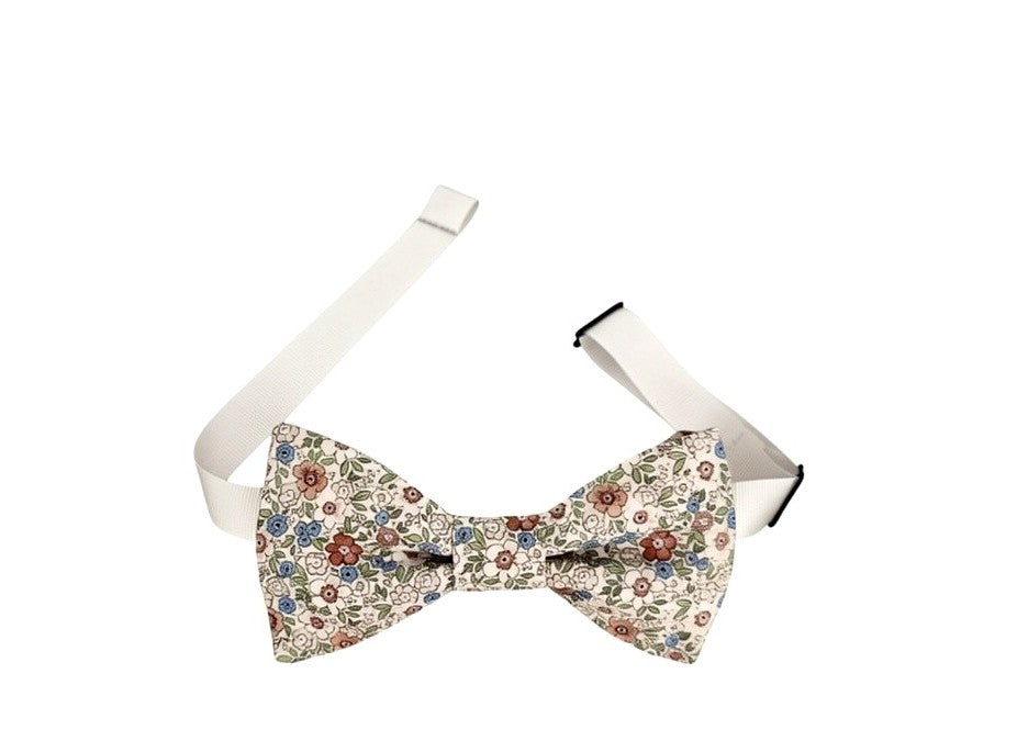 Noeud papillon Liberty terracotta, bleu et vert anis