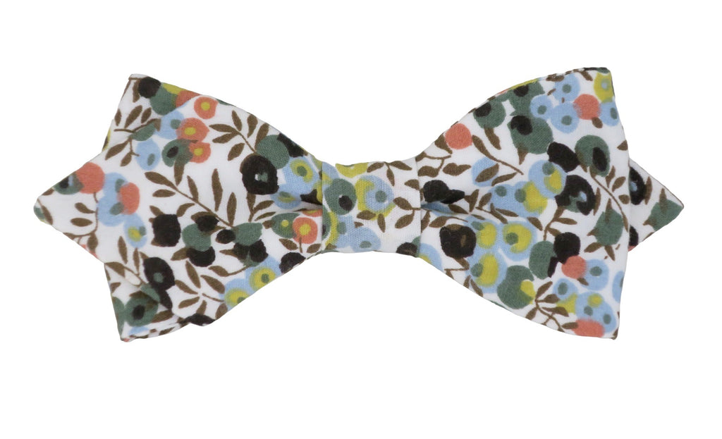 Nœud papillon Liberty aux tons vert et bleu ciel, une touche de fraîcheur printanière pour un style élégant et décontracté