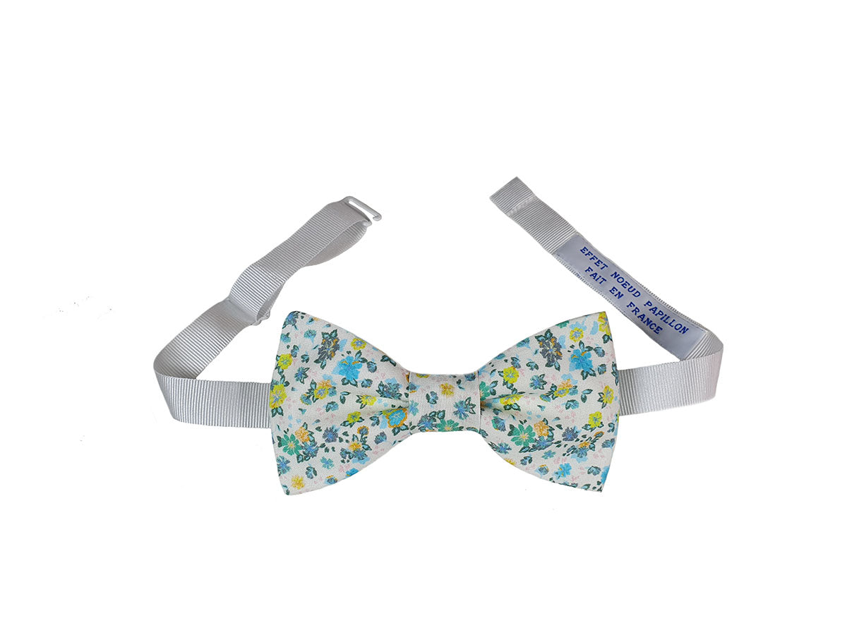 Noeud papillon fleuri vert et jaune - Effet Noeud Pap