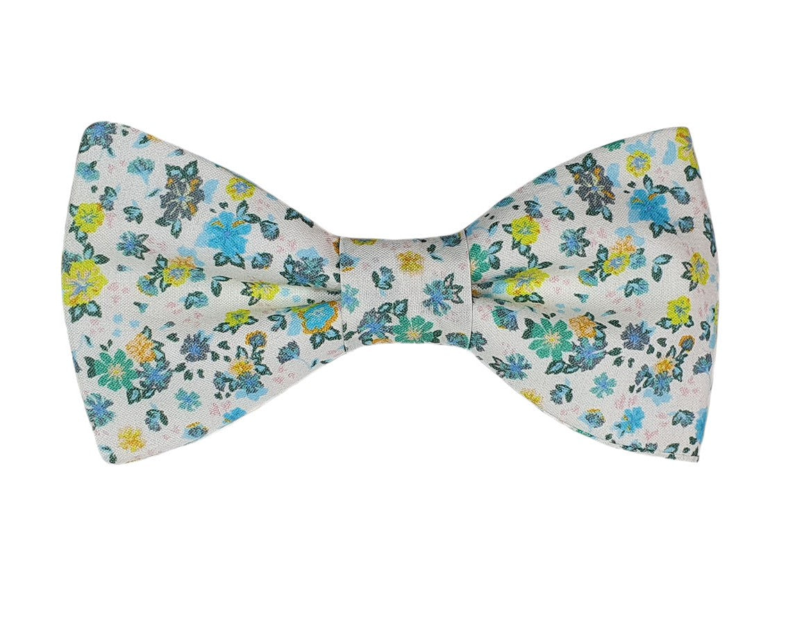 Noeud papillon fleuri vert et jaune - Effet Noeud Pap