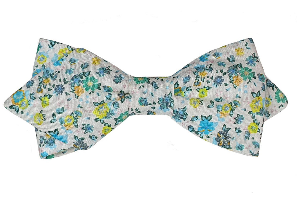 Noeud papillon fleuri vert et jaune - Effet Noeud Pap