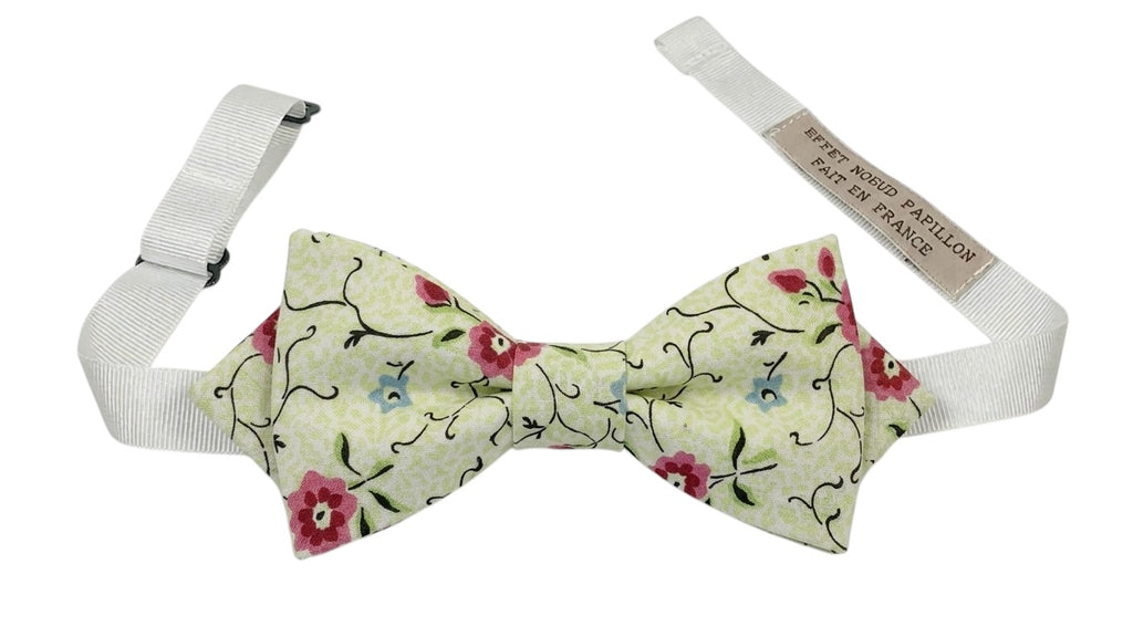 Noeud papillon Liberty vert et rose