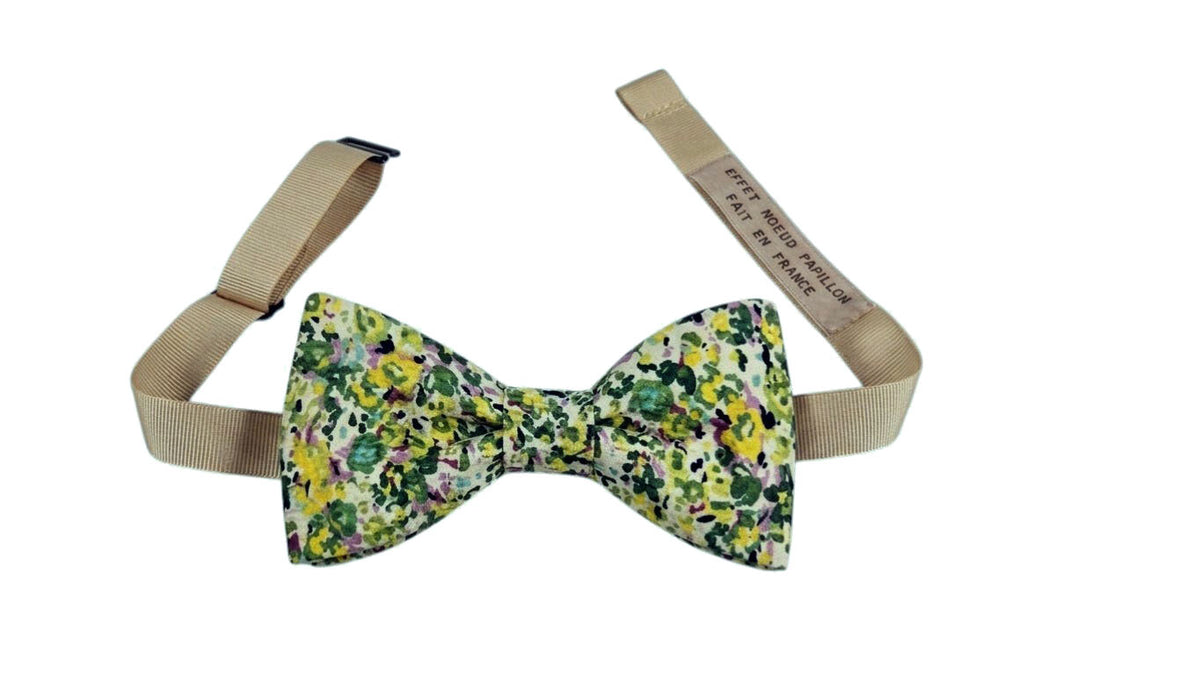 Noeud papillon Liberty vert sapin et jaune