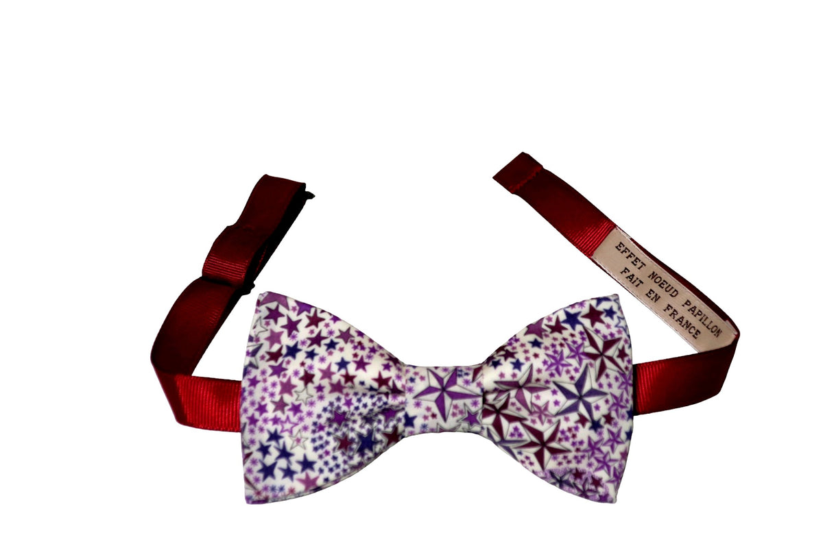 Noeud papillon Liberty violet étoiles