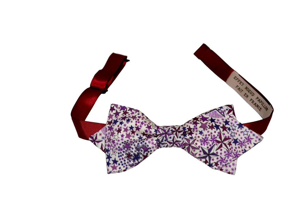 Noeud papillon Liberty violet étoiles