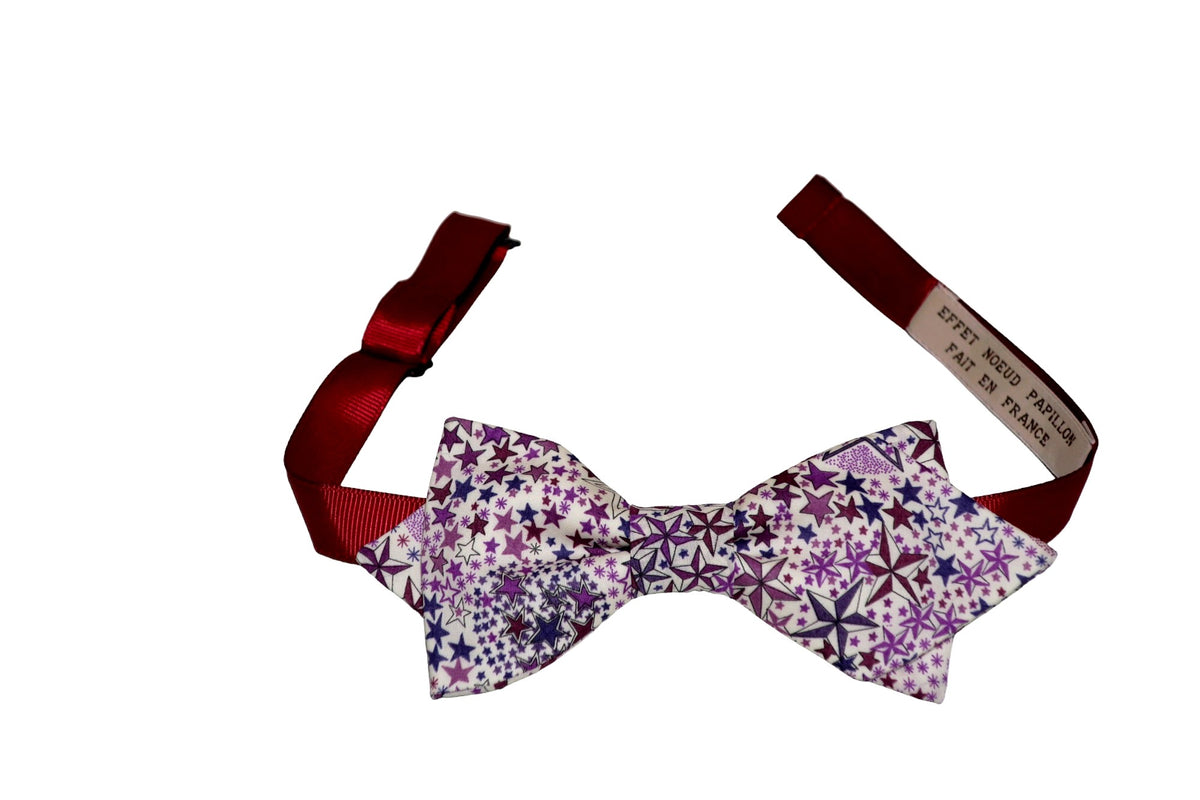 Noeud papillon Liberty violet étoiles
