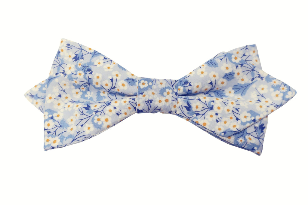 Noeud papillon Liberty bleu Mitsi Valéria, forme à pointes