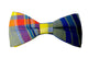 Nœud papillon en tissu Madras aux tonalités de bleu, vert et jaune, un hommage vibrant à l'héritage culturel et une explosion de couleurs pour un style estival