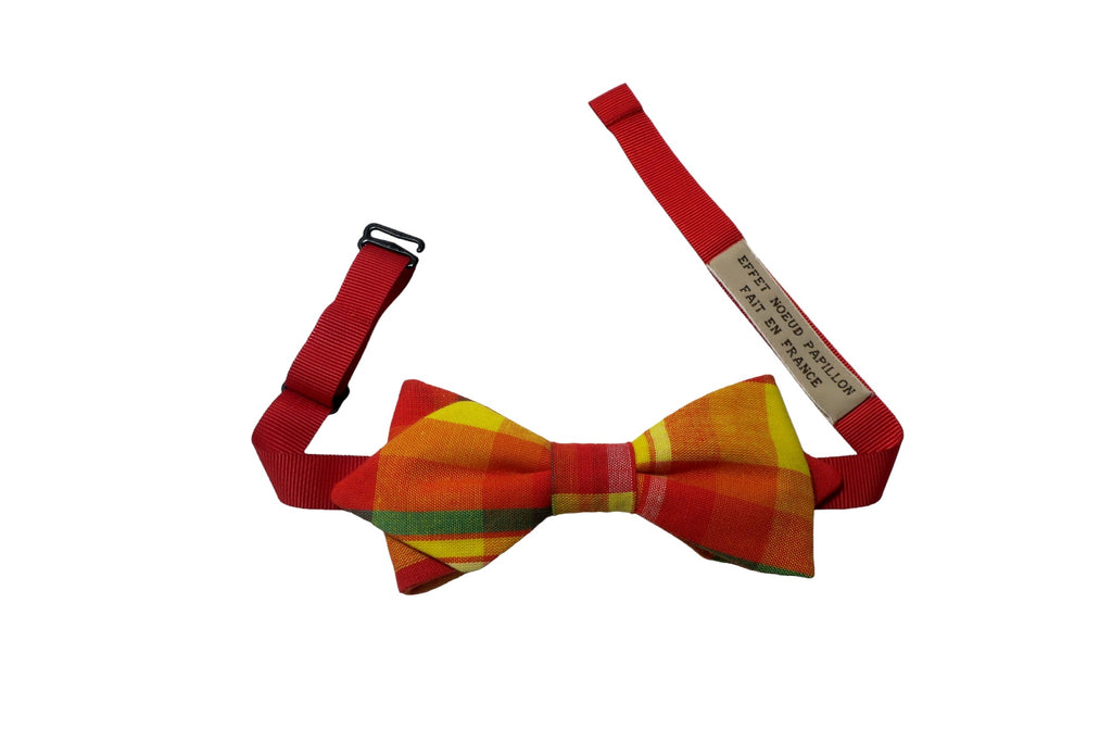 Noeud papillon madras orange jaune vert - Effet Noeud Pap