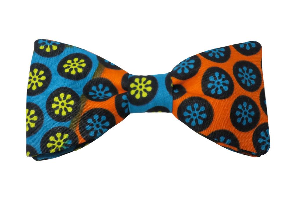 Noeud papillon wax orange, bleu, jaune et noir - Effet Noeud Pap