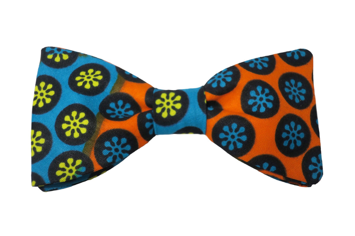 Noeud papillon wax orange, bleu, jaune et noir - Effet Noeud Pap