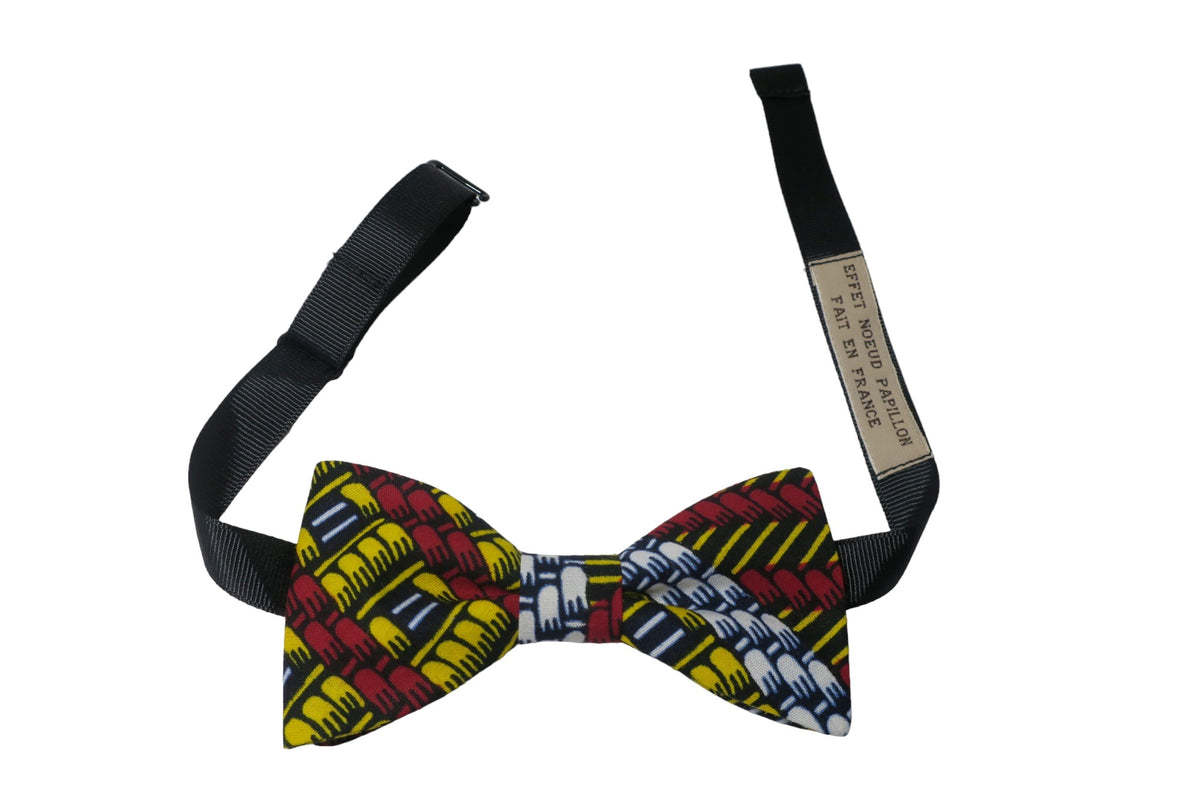 Noeud papillon wax rouge, jaune, noir et blanc - Effet Noeud Pap