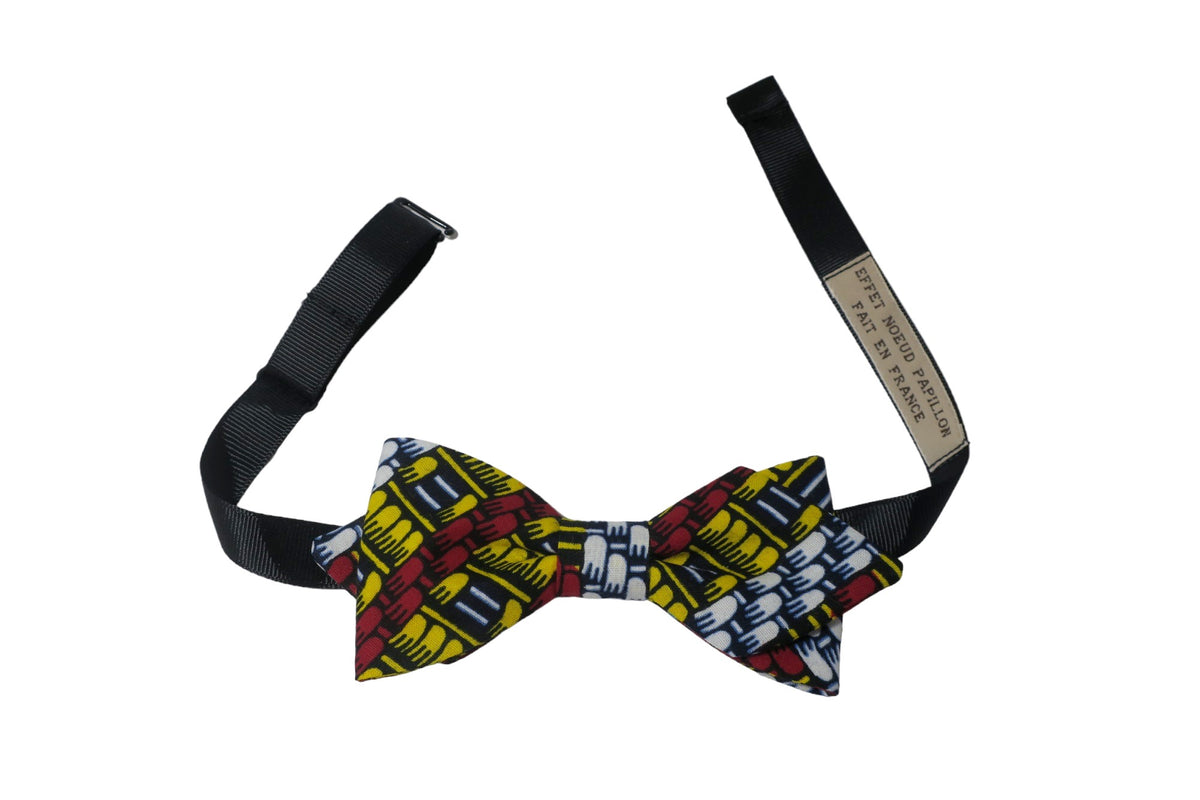 Noeud papillon wax rouge, jaune, noir et blanc - Effet Noeud Pap