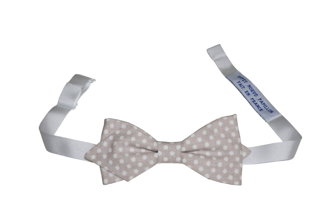 Noeud papillon taupe à pois blancs - Effet Noeud Pap