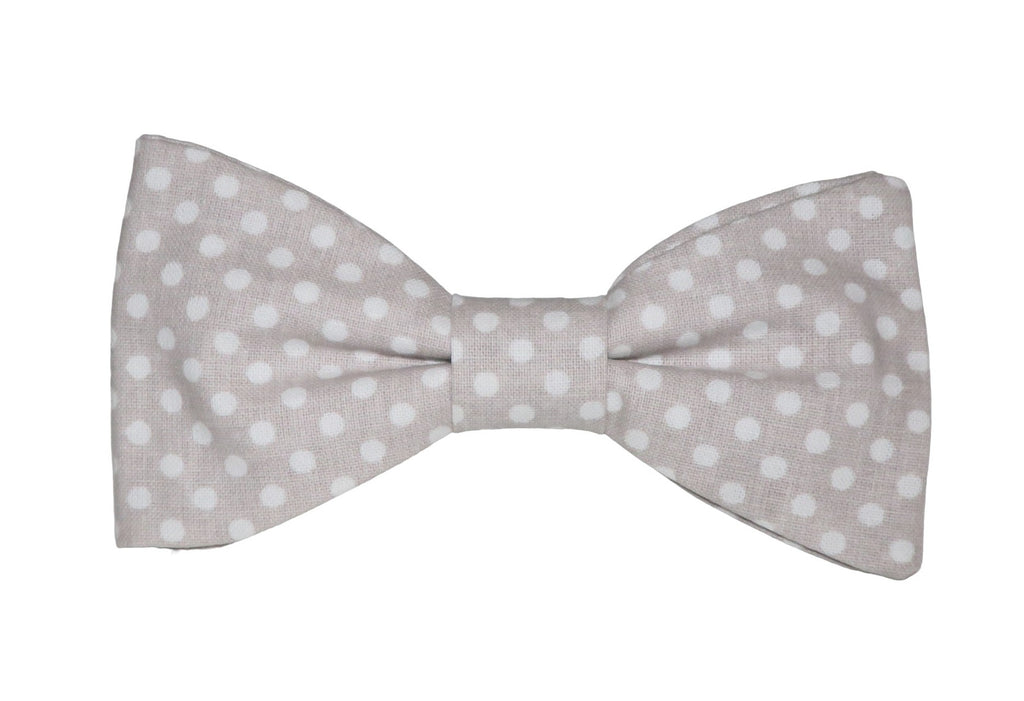 Noeud papillon taupe à pois blancs - Effet Noeud Pap