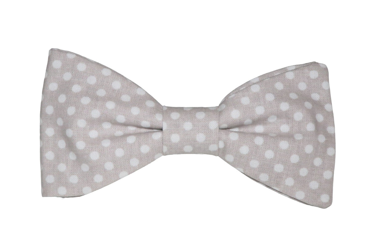 Noeud papillon taupe à pois blancs - Effet Noeud Pap