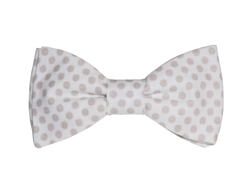 Noeud papillon blanc à pois taupe - Effet Noeud Pap