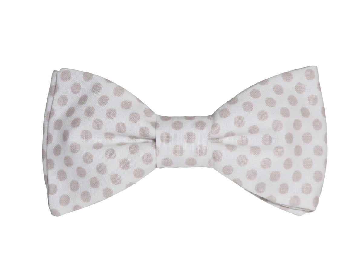 Noeud papillon blanc à pois taupe - Effet Noeud Pap