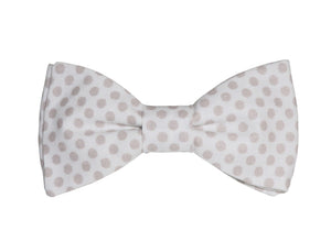 Noeud papillon blanc à pois taupe - Effet Noeud Pap