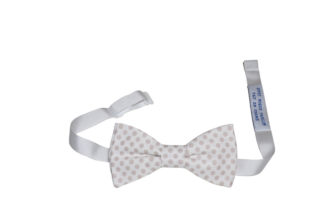 Noeud papillon blanc à pois taupe - Effet Noeud Pap