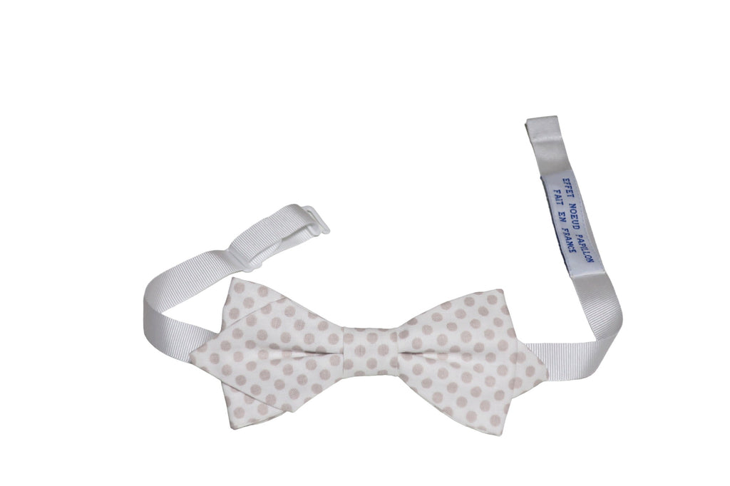 Noeud papillon blanc à pois taupe - Effet Noeud Pap