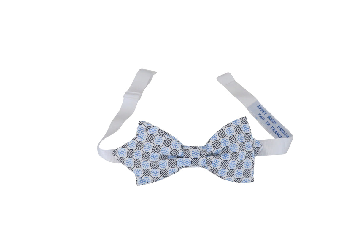 Noeud papillon bleu ciel sur fond blanc effet mosaïque - Effet Noeud Pap