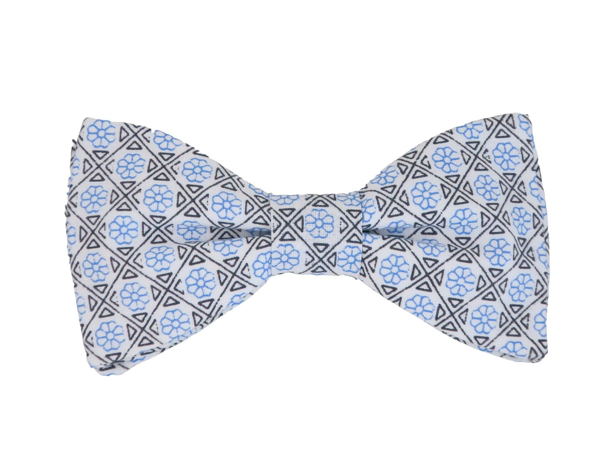 Nœud papillon bleu et noir effet mosaïque