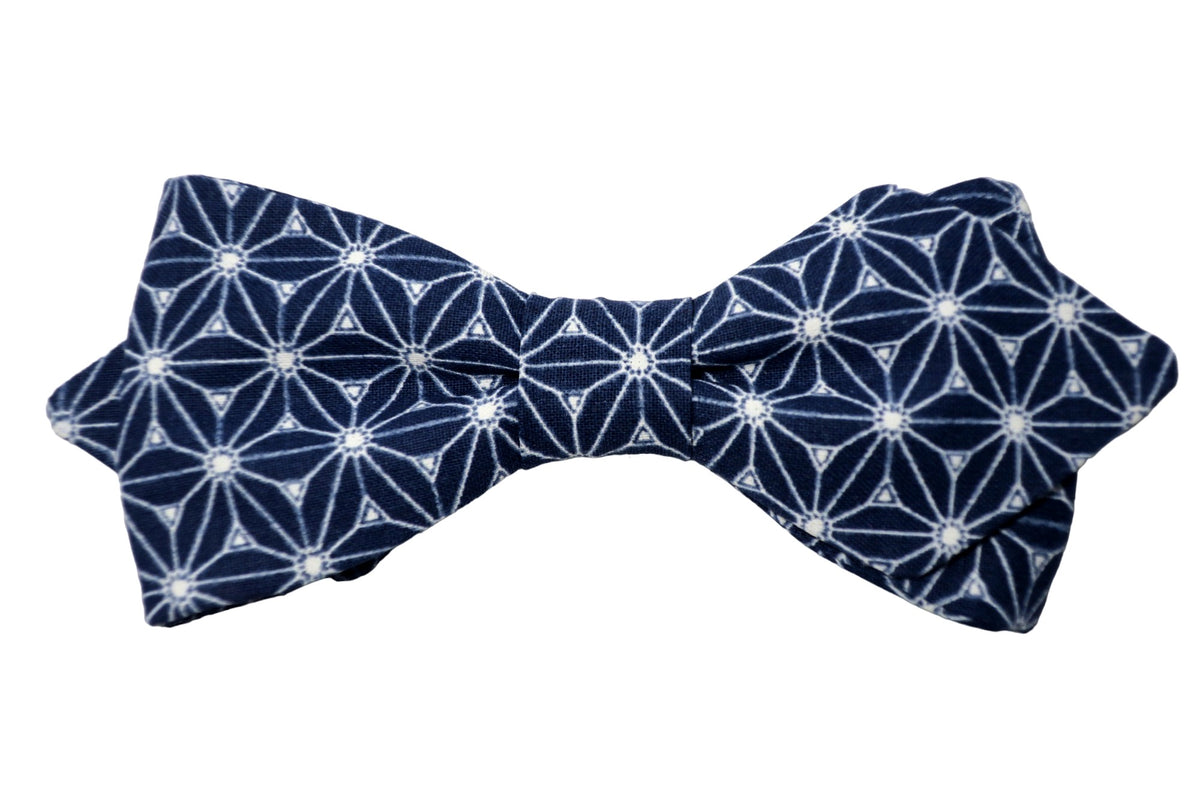 Noeud papillon japonais bleu étoiles blanches - Effet Noeud Pap