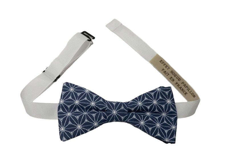 Noeud papillon japonais bleu étoiles blanches - Effet Noeud Pap