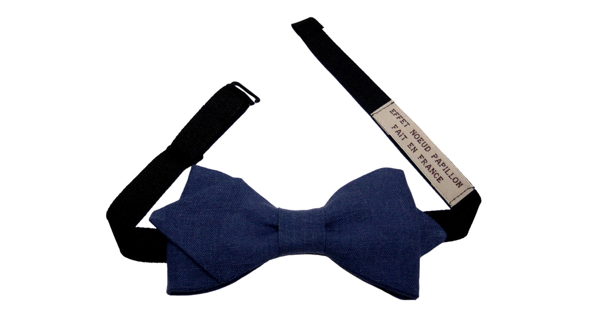 Noeud papillon bleu gris ardoise en lin - Effet Noeud Pap