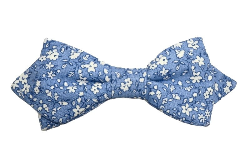 Noeud papillon fleuri bleu lavande et blanc - Effet Noeud Pap