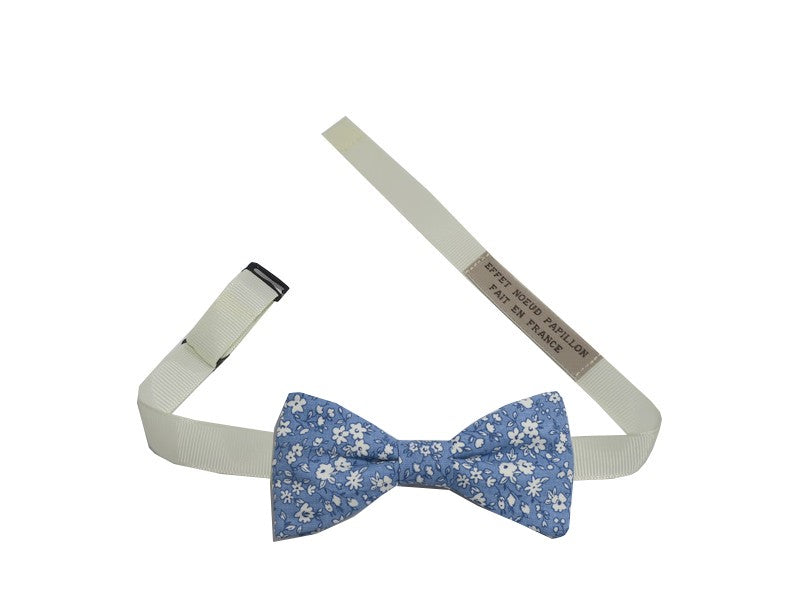 Noeud papillon fleuri bleu lavande et blanc - Effet Noeud Pap