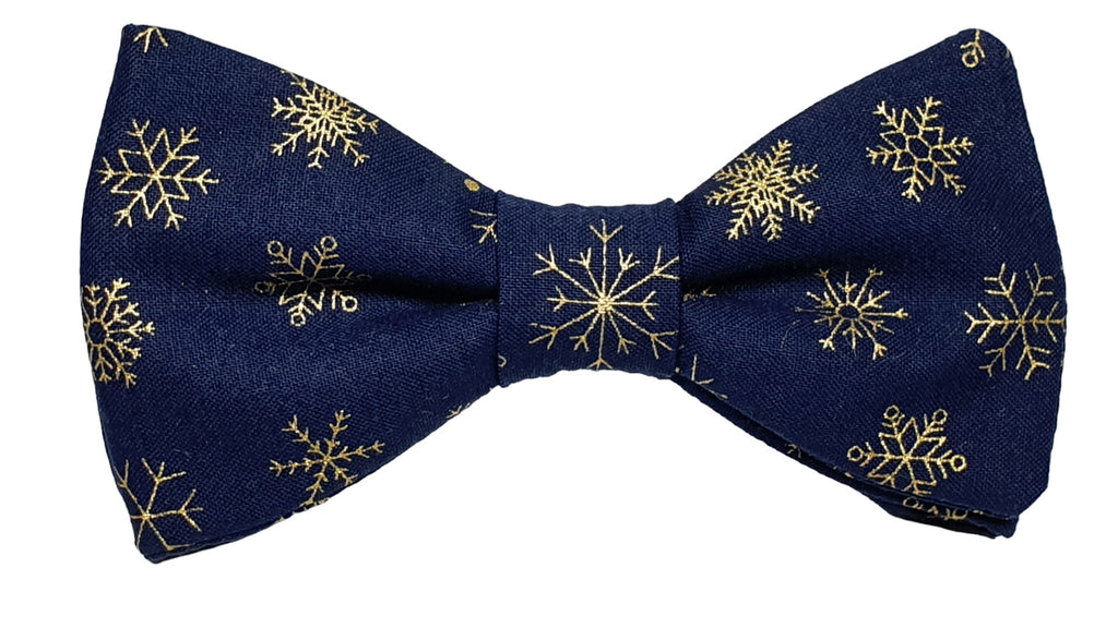 Noeud papillon Bleu nuit avec flocons dorés de Noël