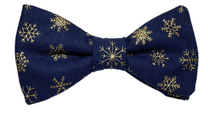 Noeud papillon Bleu nuit avec flocons dorés de Noël