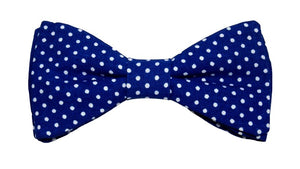 Nœud papillon en bleu royal orné de pois blancs, un accessoire chic pour compléter votre tenue