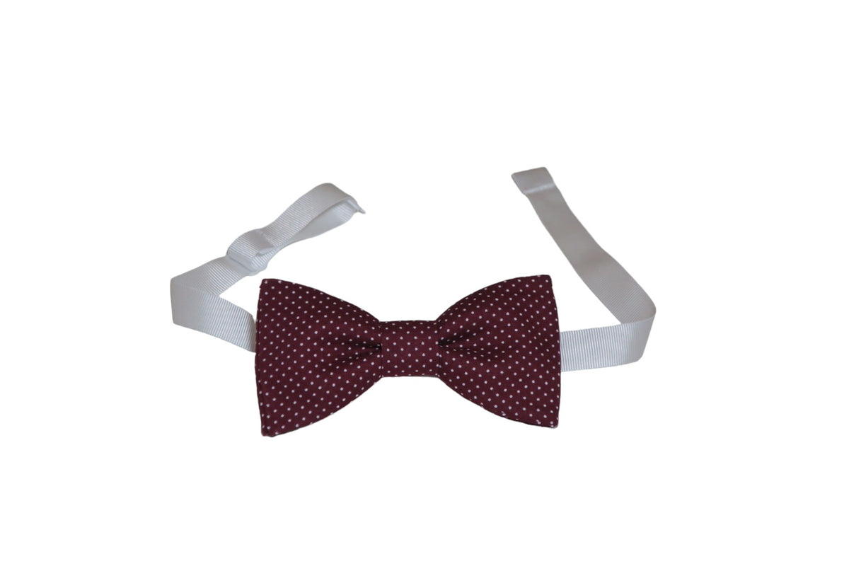 Noeud papillon bordeaux à pois blancs - Effet Noeud Pap