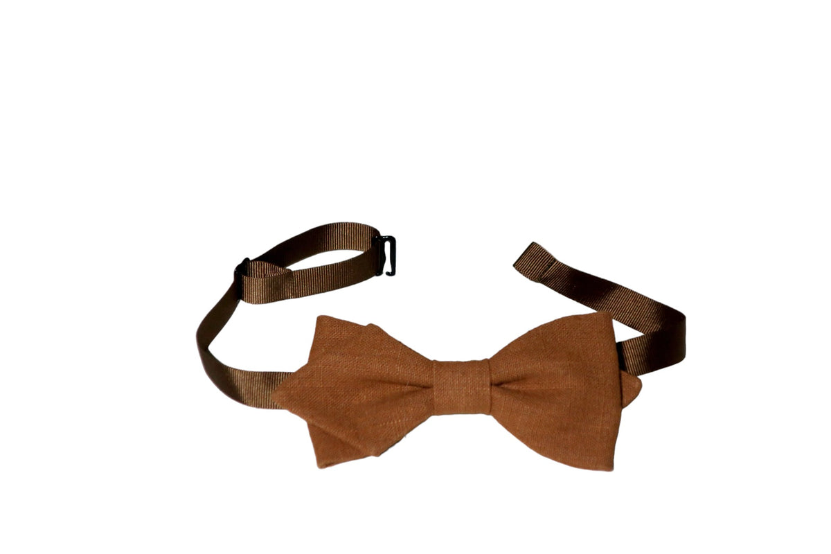 Noeud papillon lin cannelle