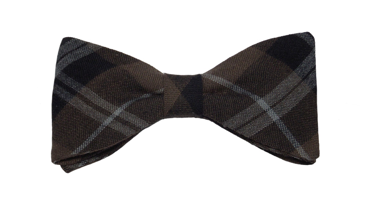 Nœud papillon carreaux noirs bruns et gris