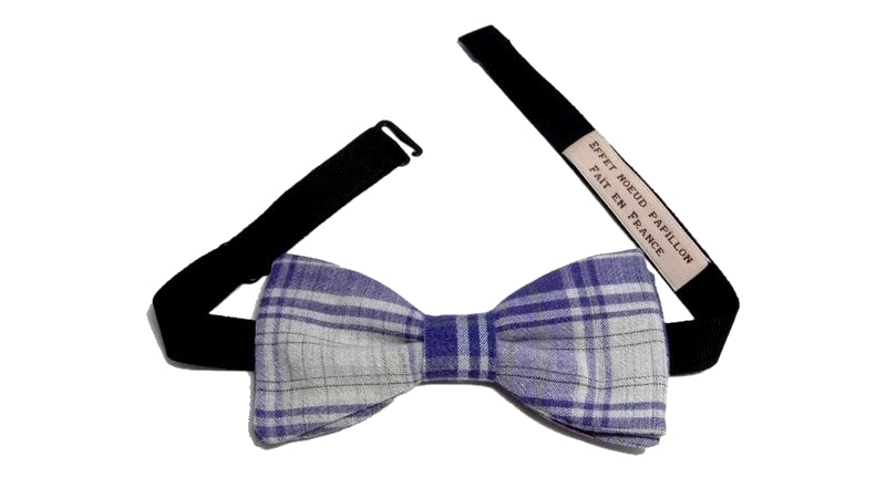 Noeud papillon à carreaux gris et violet - Effet Noeud Pap