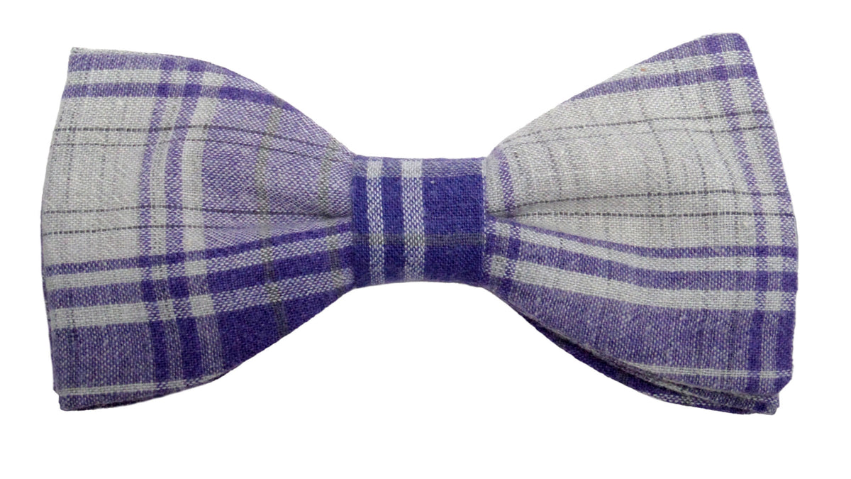 Nœud papillon carreaux gris violet