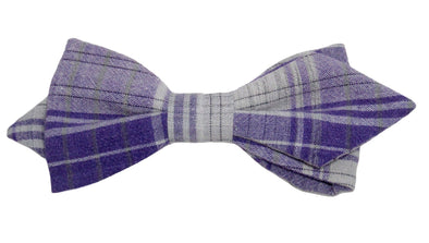 Nœud papillon à carreaux élégants dans des tons de gris et de violet, une combinaison sophistiquée pour un style raffiné
