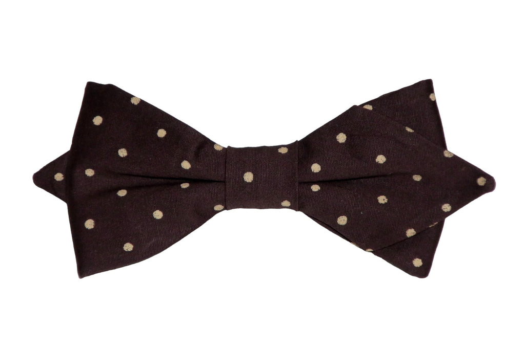 Noeud papillon brun à pois beige - Effet Noeud Pap