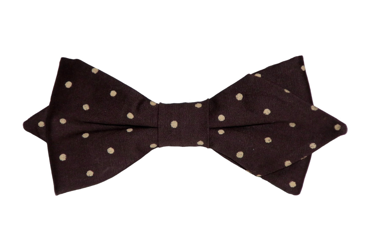 Noeud papillon brun à pois beige - Effet Noeud Pap