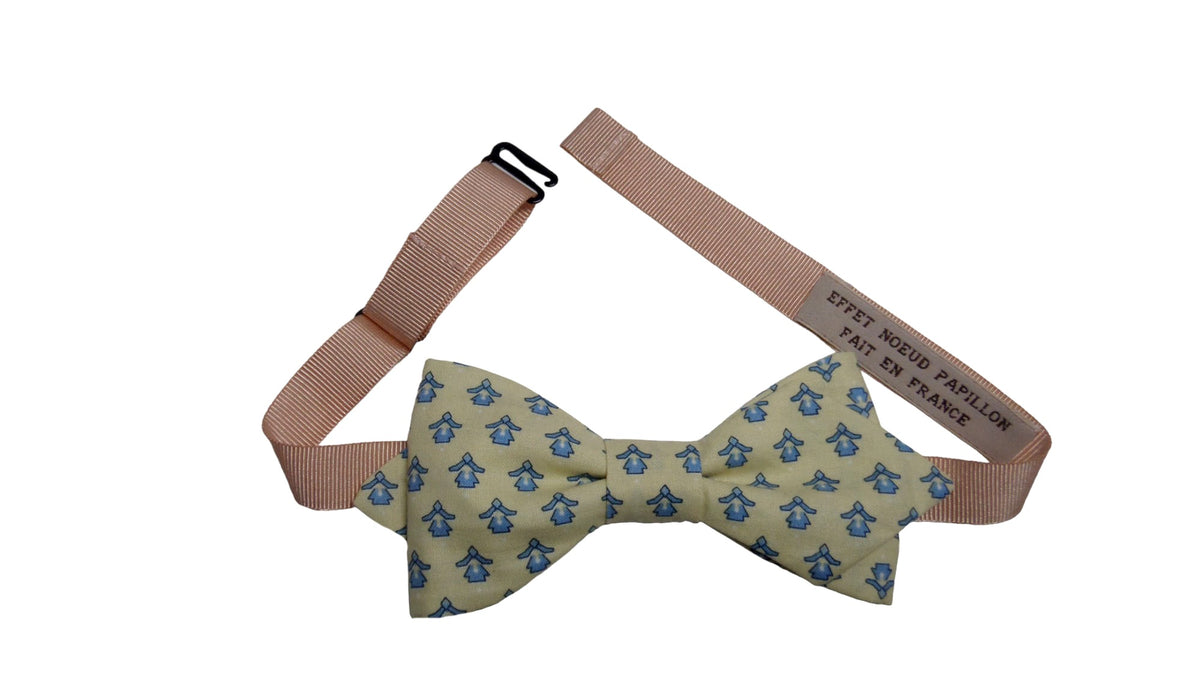 Noeud papillon provençal écru calissons bleus - Effet Noeud Pap
